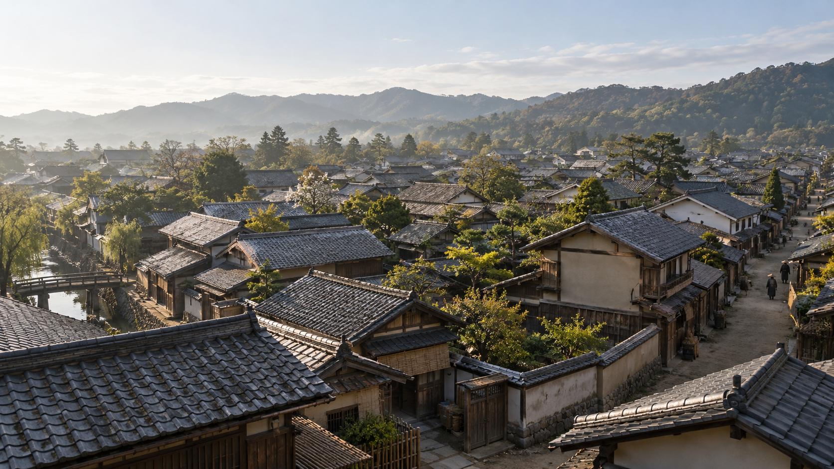 幕末の京都を想起した架空の町並み