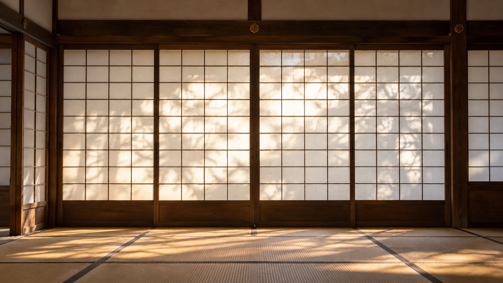 障子と木の床がある無人の部屋の創作情景