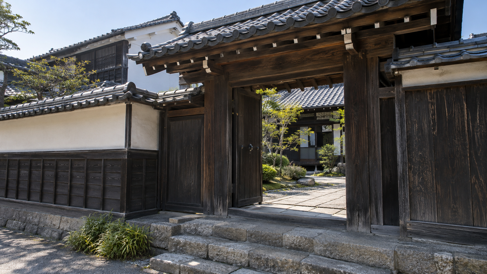 現在の保存建物を想起した生成情景。伊勢安や福田屋の実景ではない