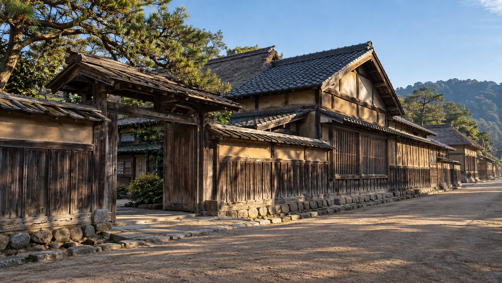 街道沿いの木造屋敷を想起した創作情景
